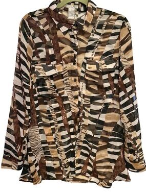 Alberto Makali Brown and Black Geo-Print Button-Up Shirt